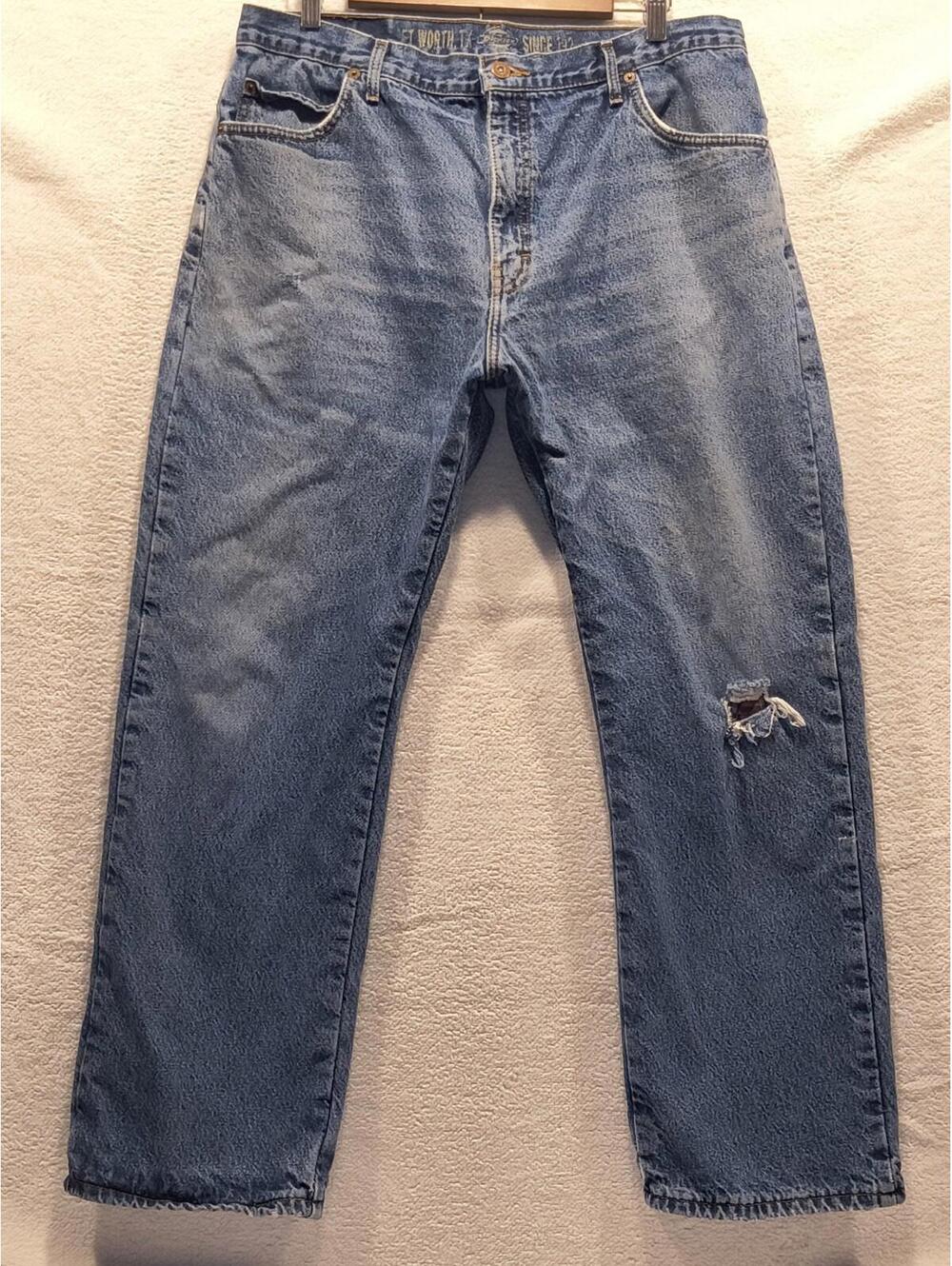 Dickies Men Flannel Lined Jeans 36x30 Denim Relaxed Fit Straight Work Distressed